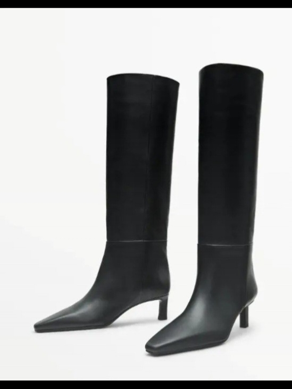 Massimo Dutti Black Over-the-Knee Pointed-Toe Boots